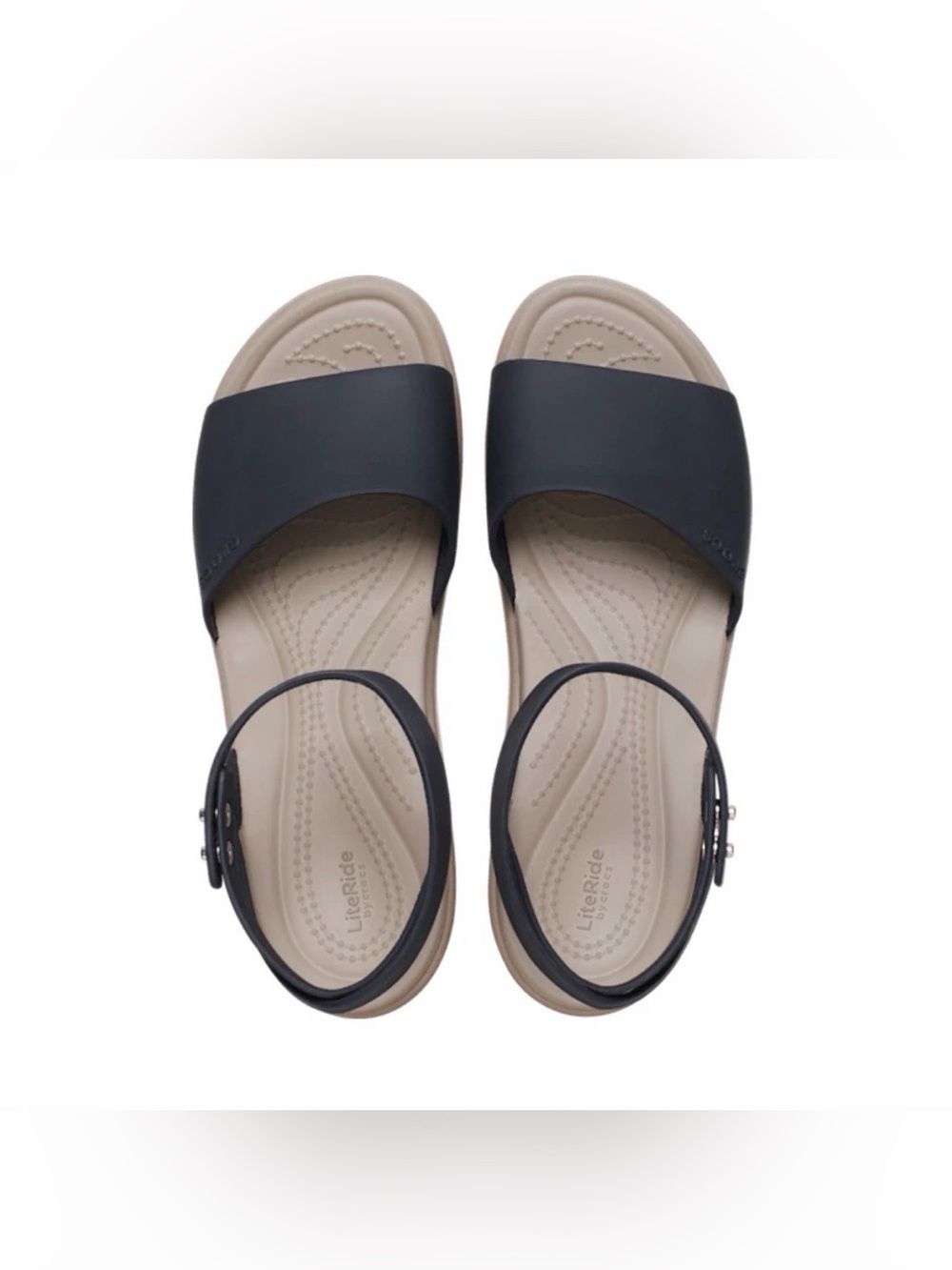 Crocs Brooklyn Ankle Strap Wedge Sandal Black Tan Women Size 11 NEW Summer - Picture 2 of 16